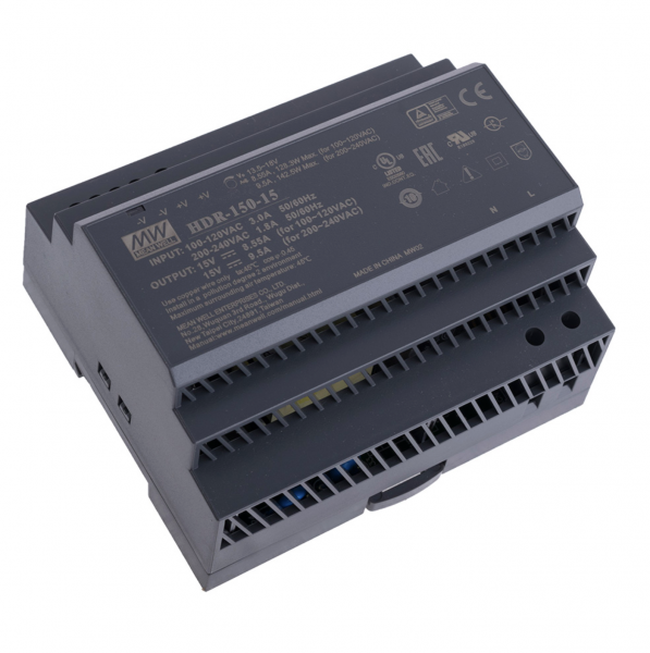 Блок живлення HDR-150-15 142,5Вт 15В 9,5A IP20 на DIN-рейку